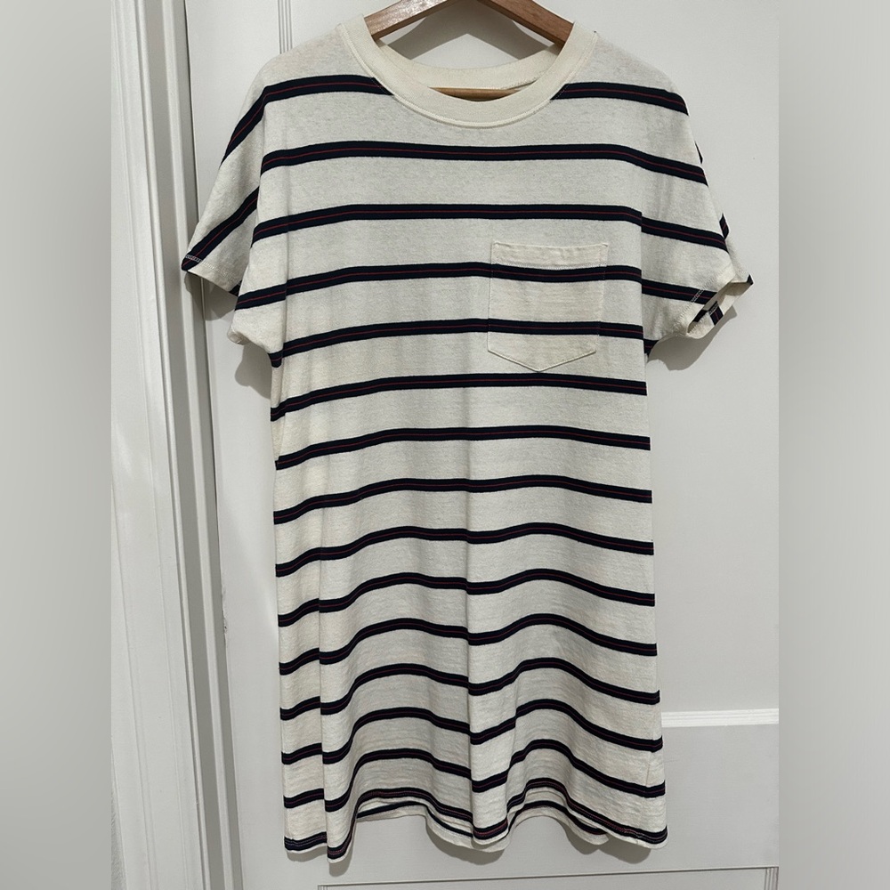 Madewell T-shirt dress size M all cotton w/ red & blue stripes